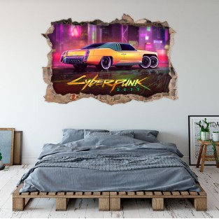 Vinilos agujero 3d coche cyberpunk 2077 Vinilos agujero 3d coche cyberpunk 2077