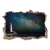 Vinilo agujero 3d faro y cielo con estrellas