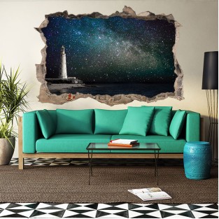 Vinilo agujero 3d faro y cielo con estrellas Vinilo agujero 3d faro y cielo con estrellas