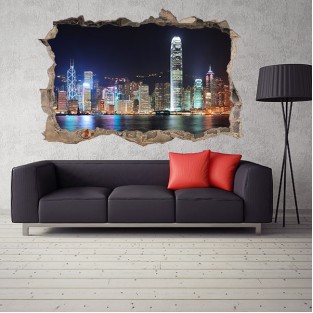 Vinilo agujero 3d hong kong ciudad Vinilo agujero 3d hong kong ciudad