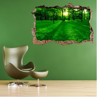 Vinilo agujero 3d parque verde con árboles Vinilo agujero 3d parque verde con árboles