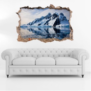 Vinilo agujero 3d icebergs y montañas