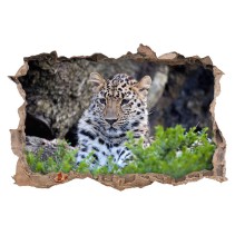 Vinilo agujero pared 3d jaguar