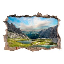 Vinilo agujero 3d lago en las montañas
