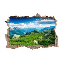 Vinilo agujero 3d montañas en primavera