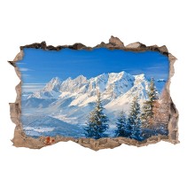 Vinilo agujero 3d montañas nevadas