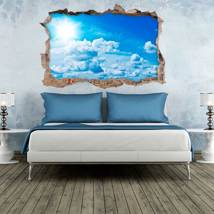 Vinilo agujero pared 3d cielo