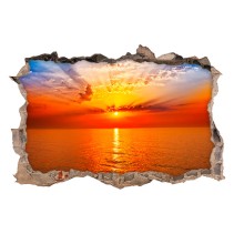 Vinilo agujero 3d puesta de sol colorida en el mar