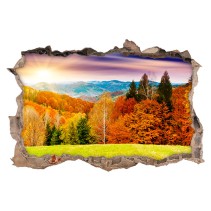 Vinilo agujero 3d paisaje árboles en otoño