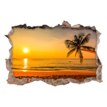 Vinilo agujero 3d atardecer en la playa