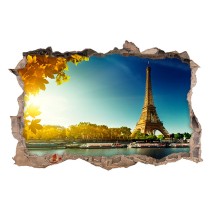 Vinilo agujero pared 3d torre eiffel parís