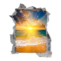 Vinilo agujero 3d puesta de sol en la playa
