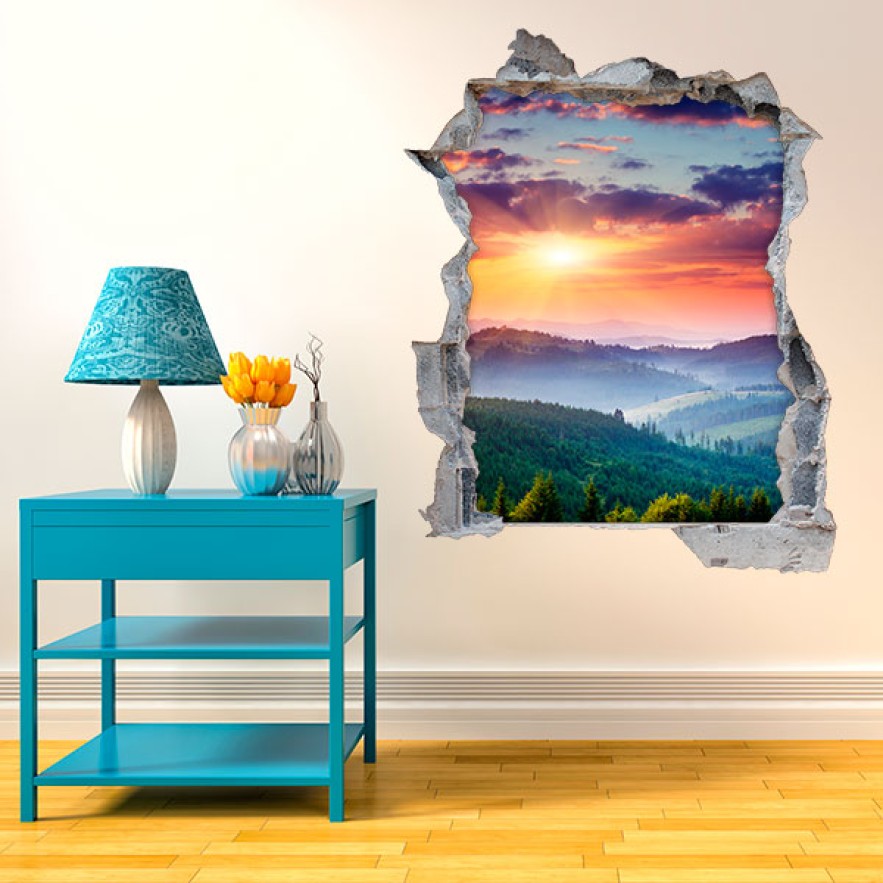 Vinilo  agujero3d atardecer montañero