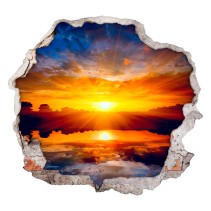 Vinilo agujero 3d reflejo rayos de sol en el mar