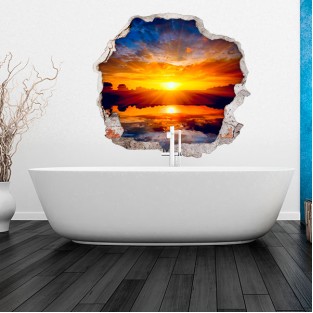 Vinilo agujero 3d reflejo rayos de sol en el mar