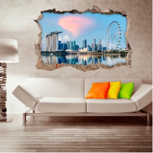 Vinilo agujero 3d ciudad singapore Vinilo agujero 3d ciudad singapore