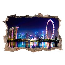 Vinilo agujero 3d ciudad singapore noche