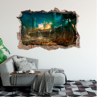 Vinilo decorativo agujero 3d muralla señor de los anillos Vinilo decorativo agujero 3d muralla señor de los anillos