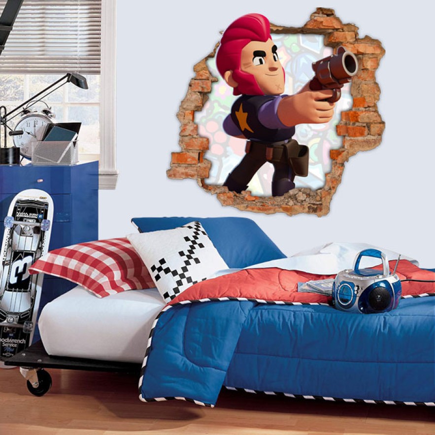 Vinilo decorativo agujero 3d colt brawl stars