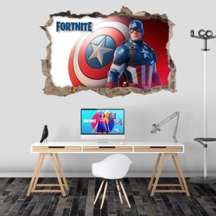 Vinilo fortnite capitán américa agujero 3d