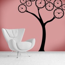 Vinilo decorativo árbol relojes