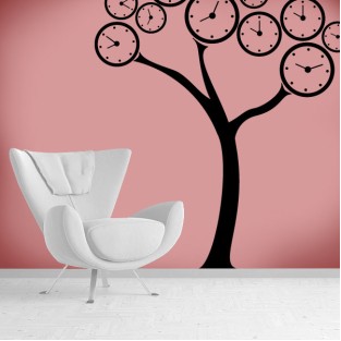 Vinilo decorativo árbol relojes