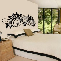 Vinilo decorativo cabecero cama floral
