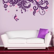 Vinilo decorativo floral con mariposa