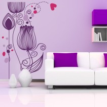Vinilo decorativo flores con corazones