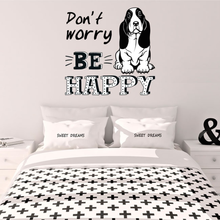 Vinilo decorativo frase inglés don't worry be happy