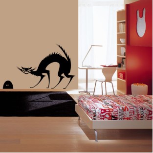 Vinilo decorativo gato y ratón