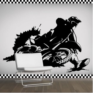 Vinilo decorativo silueta motocross