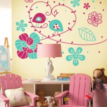 Vinilo decorativo flores y hojas