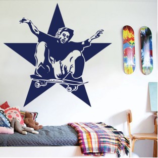 Vinilo decorativo skater sobre estrella