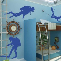 Vinilos decorativos siluetas submarinistas