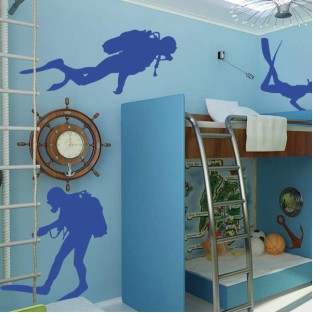 Vinilos decorativos siluetas submarinistas