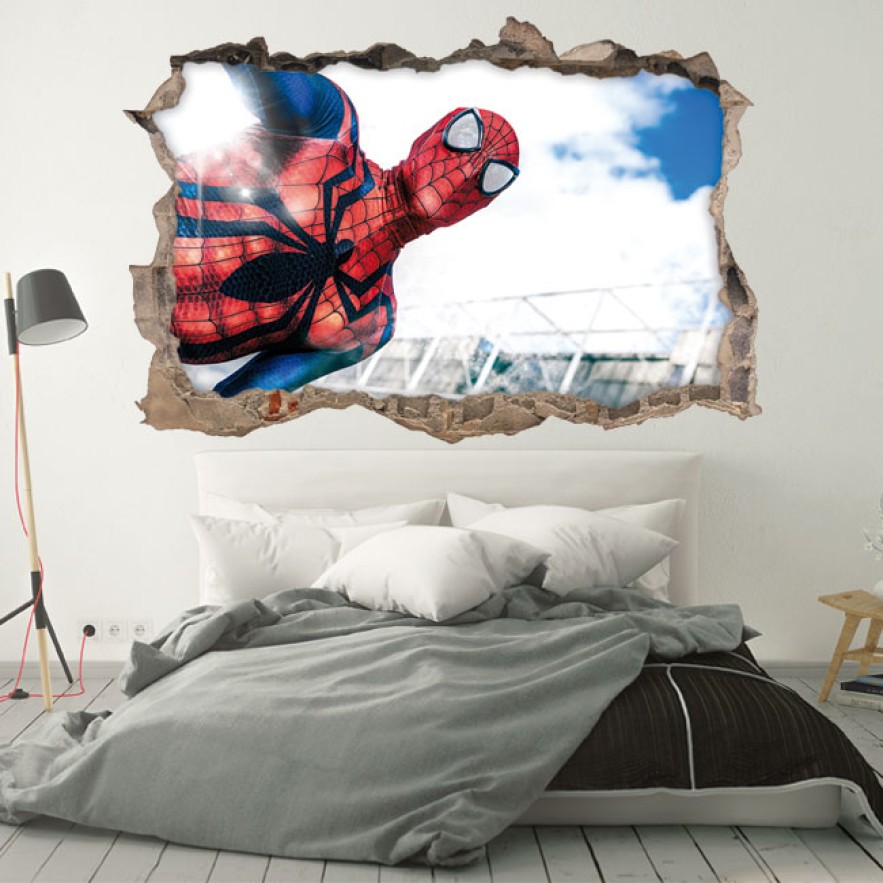 Vinilo agujero 3d spiderman saltando