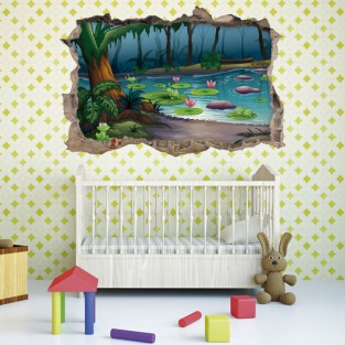 Vinilo infantil agujero 3d bosque mágico Vinilo infantil agujero 3d bosque mágico