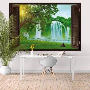 Vinilo ventana 3d cataratas ban gioc detian