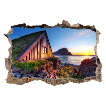 Pared Rota Vinilo 3D Amanecer en el lago