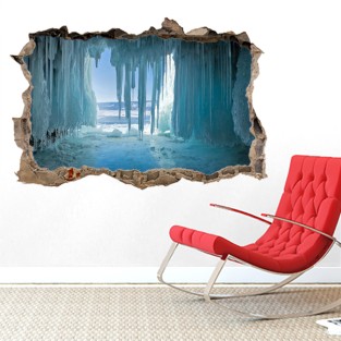 Pared Rota Vinilo 3D Cueva de hielo Pared Rota Vinilo 3D Cueva de hielo