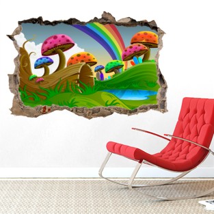 Pared Rota Vinilo 3D Infantil Arcoíris Pared Rota Vinilo 3D Infantil Arcoíris