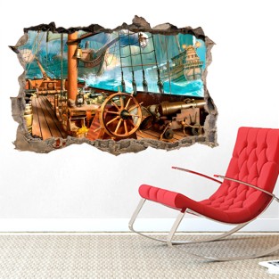 Pared Rota Vinilo 3D Infantil Barco Pared Rota Vinilo 3D Infantil Barco