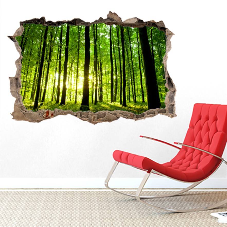 Pared Rota Vinilo 3D Bosque