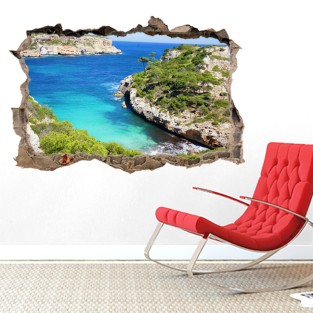 Pared Rota Vinilo 3D Cala Des Moros Mallorca Pared Rota Vinilo 3D Cala Des Moros Mallorca
