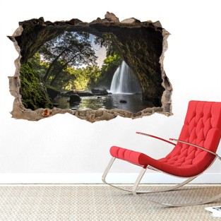Pared Rota Vinilo 3D Cascada en la cueva 2 Pared Rota Vinilo 3D Cascada en la cueva 2