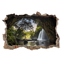 Pared Rota Vinilo 3D Cascada en la cueva 2
