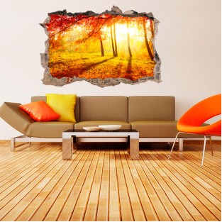 Vinilos agujero 3d paisaje árboles otoño Vinilos agujero 3d paisaje árboles otoño