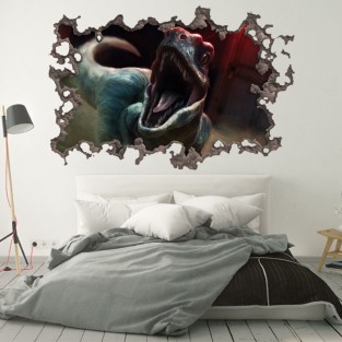 Vinilo agujero 3d pared dinosaurio jurassic park
