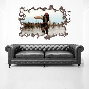 Vinilos agujero 3d pared piratas del caribe